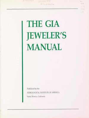 cover image of The GIA Jeweler's Manual